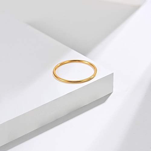 Women's Stainless Steel 1MM Thin Plain Midi Stacking Ring Band Comfort Fit, Size 3 to 10 - color: 1mm Dome - G