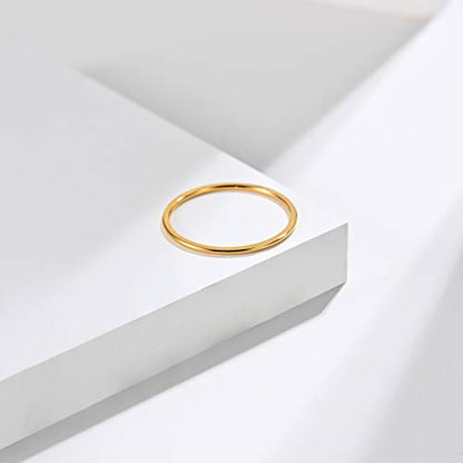 Women's Stainless Steel 1MM Thin Plain Midi Stacking Ring Band Comfort Fit, Size 3 to 10 - color: 1mm Dome - G