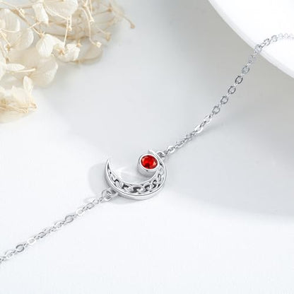Moon Bracelet for Women 925 Sterling Silver Moonstone/Birthstone Moon Bracelet Butterfly/Dragonfly Bracelet Celtic Moon Butterfly Dragonfly Jewelry Gifts for Women - style: 07-July Birthstone