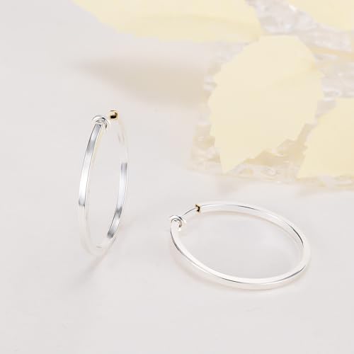 Clip On Hoop Earrings For Women No Piercing Earrrings Spring Hoops for Non-Pierced Ears - color: 3cm/1.18"-silver