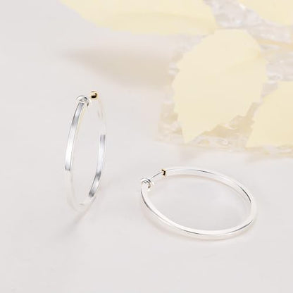 Clip On Hoop Earrings For Women No Piercing Earrrings Spring Hoops for Non-Pierced Ears - color: 3cm/1.18"-silver
