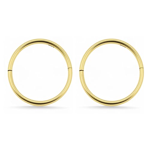 925 Sterling Silver Solid Infinity Sleeper Hinged Hoop Earrings Nose Ring Tragus 18G 8mm 10mm 12mm 14mm Women Men Hypoallergenic Body Jewelry Silver or Gold - style: Gold 8mm