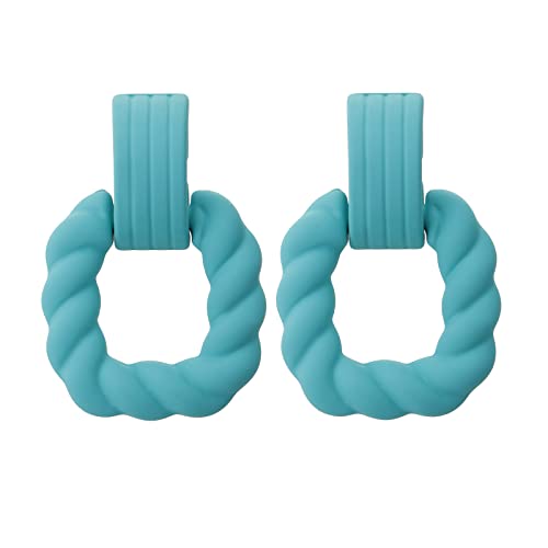 RUOFFETA Rectangle Earrings for Women, Acrylic Square Earrings Twisted Geometric Statement Jewelry - color: Aqua