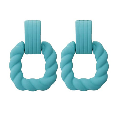 RUOFFETA Rectangle Earrings for Women, Acrylic Square Earrings Twisted Geometric Statement Jewelry - color: Aqua