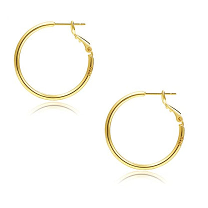 2mm Sterling Silver Big Hoop Earrings For Women - Large Hypoallergenic Circle Endless Thin Oversize Silver Hoops - color: Gold,30mm hoops