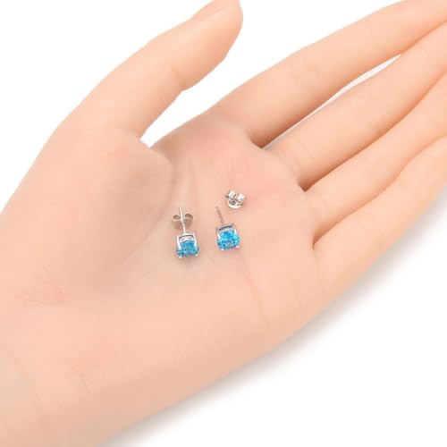 Adabele Authentic Sterling Silver Birthstone Stud Earrings 6mm 8mm Cubic Zirconia Imitation Diamond Gemstone Hypoallergenic Nickel Free Tarnish Resistant Women Fine Jewelry - color: December, size: 6mm/0.84 Carat