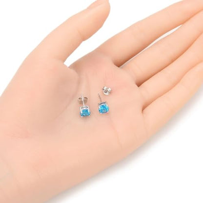 Authentic Sterling Silver Birthstone Stud Earrings 6mm/0.84 Carat Cubic Zirconia Imitation Diamond Gemstone Hypoallergenic Nickel Free Tarnish Resistant Women Men Fine Jewelry - color: December