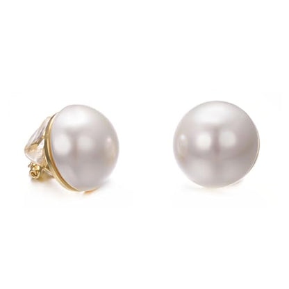 Yoursfs Large Clip On Pearl Earrings for Women Faux Ivory Pearl Earrings 18K Gold Plated Earring Wedding Jewelry - style: White pearl clip earrings