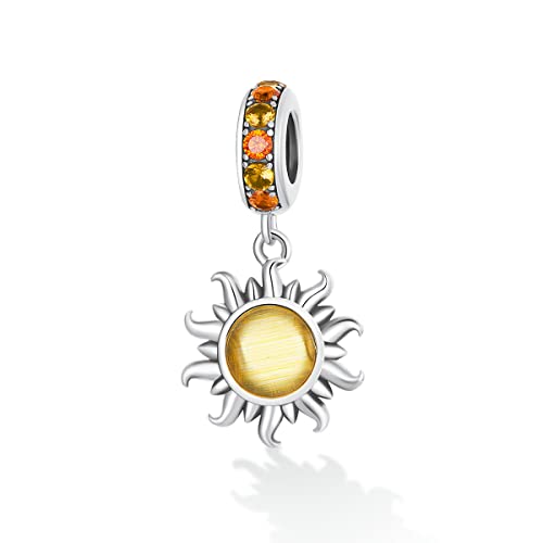 Animal Charms for Bracelets 925 Sterling Silver Bead Charms Bee Butterfly Fox Charm Fits Bracelets and Necklaces Cute Charms for Women - color: Sun