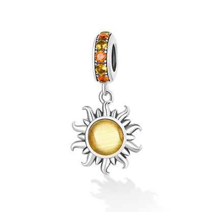 Animal Charms for Bracelets 925 Sterling Silver Bead Charms Bee Butterfly Fox Charm Fits Bracelets and Necklaces Cute Charms for Women - color: Sun