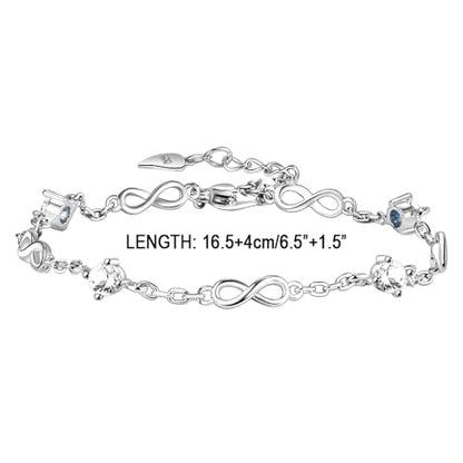 kelistom 925 Sterling Silver Bracelets for Women Teens, Love Heart Charm Chain Bracelet Bangle Fashion Jewelry Gifts - color: infinity zircon-white