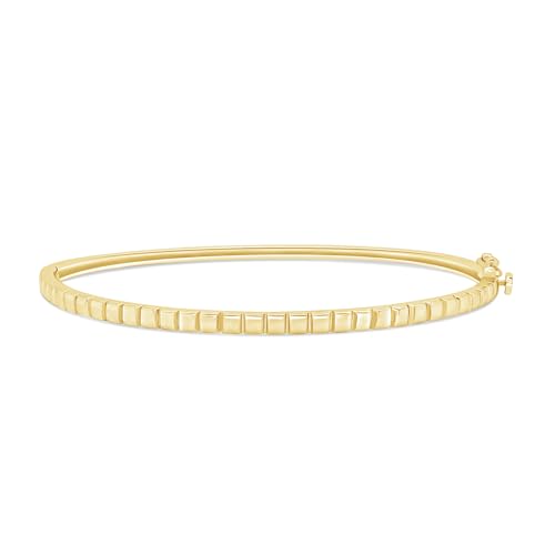 Classic Plain Design & 7 inch Bangle Bracelet for Women | Metal: Sterling Silver|Stone: Moissanite - color: Stack Stripe