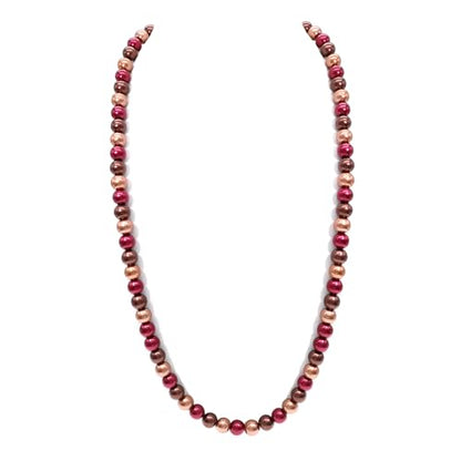 Long Simulated 10mm AAA Pearl Strand Necklace for Women Multicolor Pearl Choker Necklace 1920s Pearl Statement Necklace Costume Jewelry - color: 10mm Brown Bronze Burgandy 24 Inches
