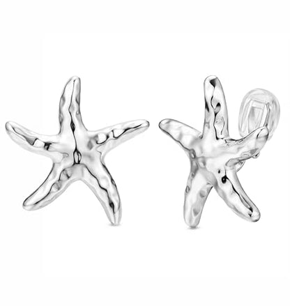 ORAZIO Clip On Earrings Women Geometric Statement Unique Non Pierced Earrings 14K Gold Plated Knot Chunky Drop Dangle Hoop Stud Clip-on Earrings for Women Trendy - color: Style F-Silver Plated