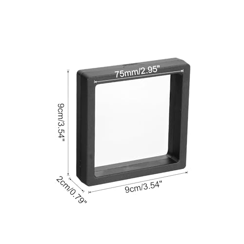 MECCANIXITY Floating Frame Display Holder Stand 3D Jewelry Display Boxs 3.54 x 3.54 x 0.79 Inch Black for Ring Necklace Bracelet Earring Pack of 2 - color: Black, size: 3.54 x 3.54 x 0.79 inch