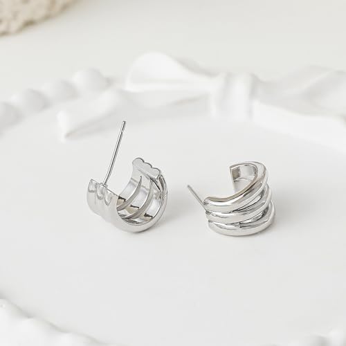 SHERLOVE Chunky Knot Gold Earrings Women Statement Drop Dangle Earrings | 14K Gold Plated Hypoallergenic Lightweight,Trendy Dainty Elegant Cute,Women Gold Jewelry Fashion Accessories Gifts - color: Knot Silver D