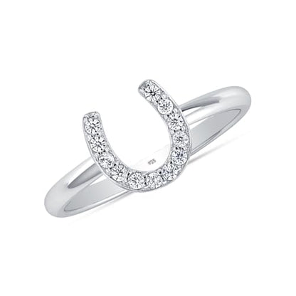 LeCalla 925 Sterling Silver Open Circle, Horseshoe & Tree of Love Designs Finger Ring | Minimalist Wedding Ring Jewelry | Lucky Charm Designs Rings with Cubic Zirconia | Women's Silver Rings - style: CZ Horse Shoe