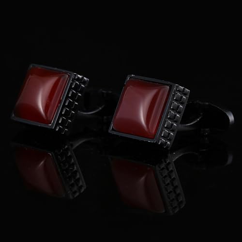 Black Square Men's Cufflinks Studs Set