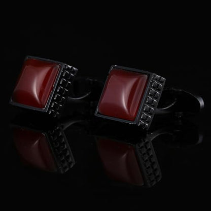 Black Square Men's Cufflinks Studs Set