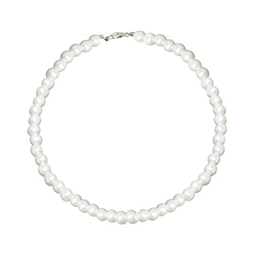 Honbay 6PCS Faux Pearl Necklaces Glass Round Pearl Choker Necklaces Fashion Jewelry for Weddings Parties or Daily Use (8mm)