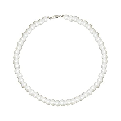 Honbay 6PCS Faux Pearl Necklaces Glass Round Pearl Choker Necklaces Fashion Jewelry for Weddings Parties or Daily Use (8mm)