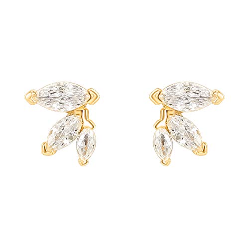 PAVOI 14K Gold Plated Dainty Stud Earrings for Women, CZ Earring Piercing | Hypoallergenic Earrings with 925 Sterling Silver Posts, Bolt, Moon, Star & Flower Celestial Studs with Cubic Zirconia - style: Constellation