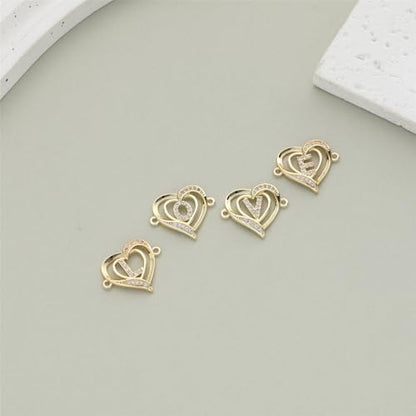 14K White Gold Plated Initial Heart Bracelet for Women Zircon Inlay Heart Initial Charm Bracelets Adjustable Minimalist Jewelry - color: V-gold