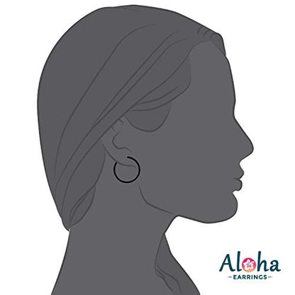 Clip On Spring Hoop Earrings for Non-Pierced Ears - color: Black, size: 30mm