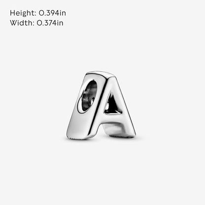 Pandora Alphabet Charm - Compatible Moments - Gift for Her - Made with Sterling Silver - with Gift Box - style: Letter A
