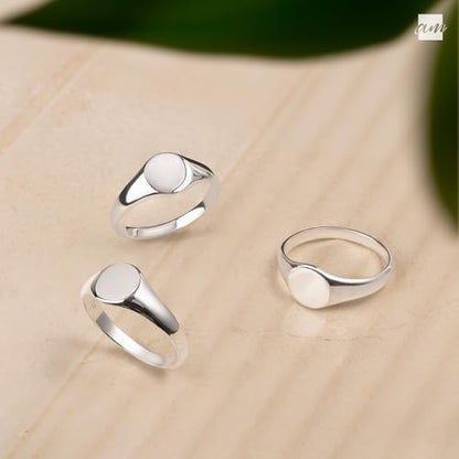 Sterling Silver Plain Signet Ring by Amberta