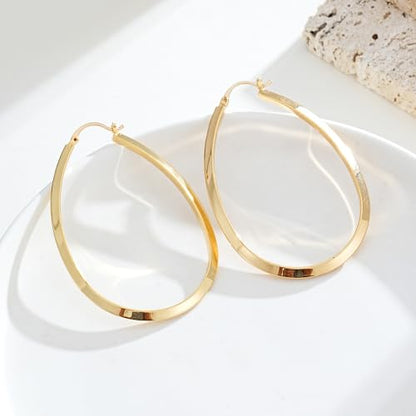 Large Gold Knot Hoop Earrings for Women 18K Gold Hoop Earrings Statement Lightweight Hoops Trendy Gold Hoops Earrings Jewelry - color: D-Teardrop Big Hoop Earrings