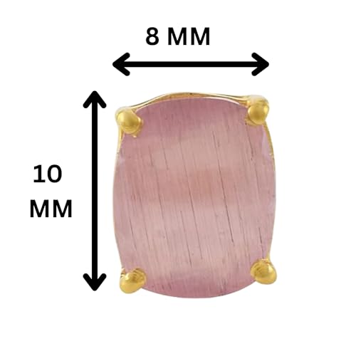 Women's 18K Gold Plated 8x10mm Princess Cut Gemstone Stud Earrings – Birthstone Jewelry for Her – Classic Cushion Studs - color: Rose Elisha