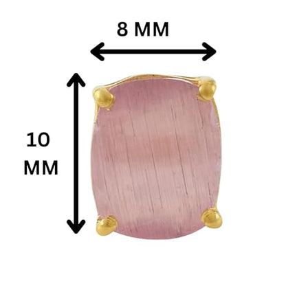 Women's 18K Gold Plated 8x10mm Princess Cut Gemstone Stud Earrings – Birthstone Jewelry for Her – Classic Cushion Studs - color: Rose Elisha