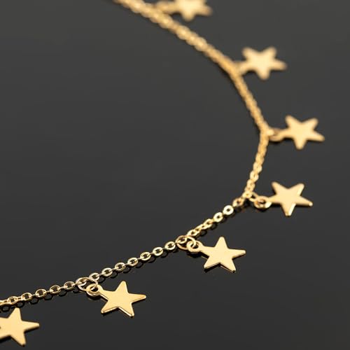 UMAOKANG 16.4 Feet Stainless Steel Gold Star Chain for Jewelry Making | Dangling Star Chains Bulk on Spool Solder Cable Link Chain PVD Gold Plated Permanent Jewelry Supplies - color: Gold Star