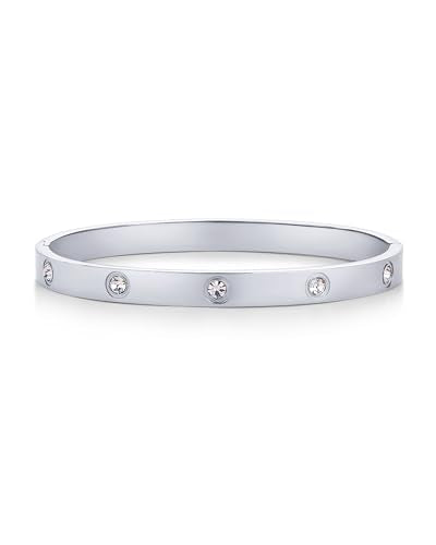 PAVOI Waterproof Bracelet for Women, 14K Gold Plated Bangle Cubic Zirconia | CZ Hinge Bracelet Stack, Stainless Steel Summer Jewelry Gifts - color: White Gold, size: 7 Inches