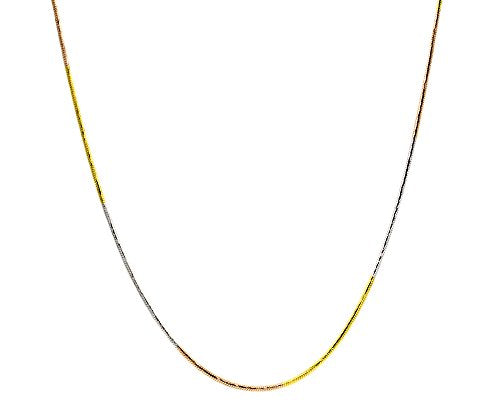 Two Tone 14K Gold Over Sterling Silver Italian Crafted 0.80MM 16" Snake Chain Necklace