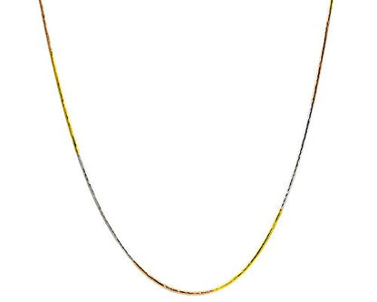 Two Tone 14K Gold Over Sterling Silver Italian Crafted 0.80MM 16" Snake Chain Necklace