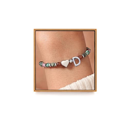 Heart Initial Bracelets for Teen Girls, Teen Girl Gifts Trendy Stuff, Christmas Stocking Stuffers for Kids, Unique Gifts for Teenage Girls on Birthday Graduation - style: D