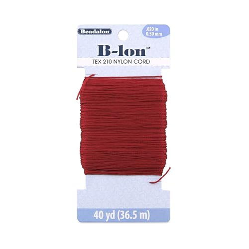 Beadalon B-LON Cord, TEX 210, 0.50 mm, Shanghai Red, 40 yd - size: 40 yd, style: Shanghai Red