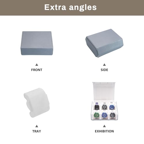 Watch Box for Men, 6-Slot PU Leather Watch Case with Removable Watch Pillows, Snap Closure Travel Watch Organizer, Luxury Storage Gift for Collectors (gray/white) | PU Leathe with velvet compartments, removable cushions for straps, snap lock for safe trav