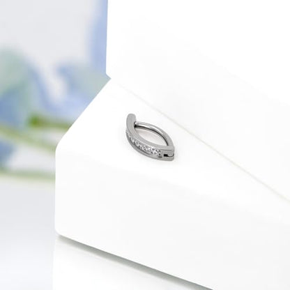 16G Labret Stud, G23 Titanium Vertical Labret Lip Piercing Jewelry, Gold Eyebrow Ring Clicker Belly Button Ring Hoop For Women Men - color: Silver, size: 10mm Clear CZ