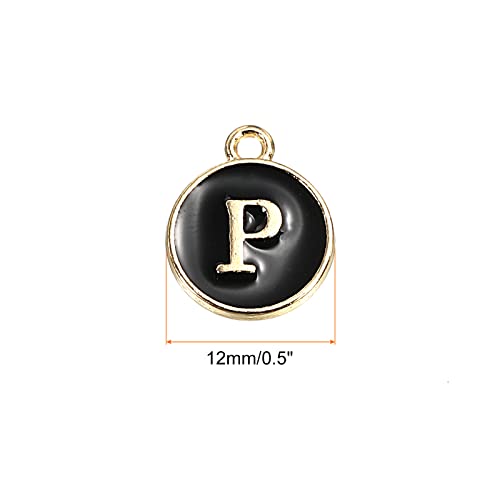 MECCANIXITY Alphabet Letter Charm Double Sided Alphabet Pendant, for Earring Jewelry Making - style: P