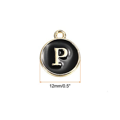 MECCANIXITY Alphabet Letter Charm Double Sided Alphabet Pendant, for Earring Jewelry Making - style: P