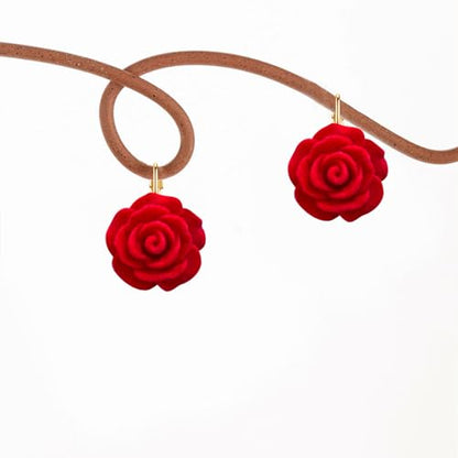 Handmade Bohemian Aesthetic Dainty Acrylic Flower Petal Leverback Earrings Sparkly 14K Gold Floral Dangle Drop Earrings for Women - color: Bright Red