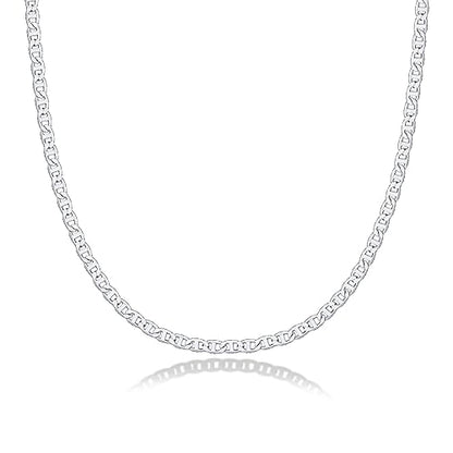 PAVOI 14K Gold Plated Adjustable Link Chain Necklace for Women | Box Rope Sphere Bead Serpentine Anchor Mariner Gold Chain Necklaces - color: White Gold, style: Mariner Link
