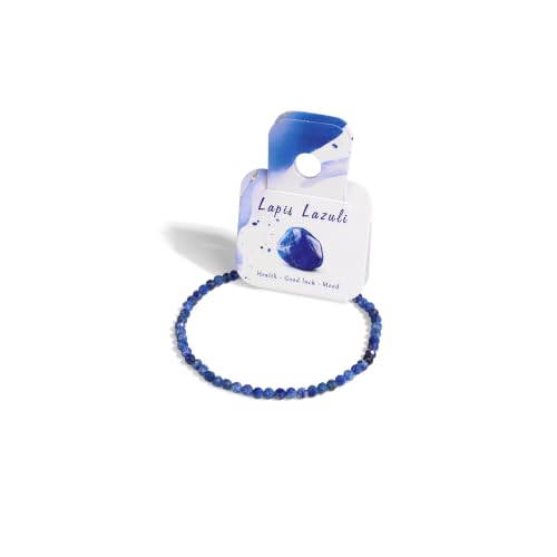 Healing Crystal Bracelet Clear Quartz Faceted Beaded Bracelets for Women Men 3mm Natural Stone Adjustable Handmade Stretch Bracelet Reiki Spiritual Jewelry Fashion Gifts - color: Lapis Lazuli