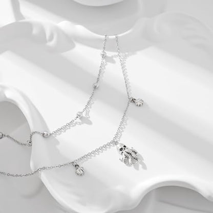 CHIC & ARTSY 925 Sterling Silver Ankle Bracelets for Women, Adjustable Layered Foot Chains with Nature & Symbol Charms, Lightweight Comfort Fit Boho Beach Everyday Jewelry - color: 2# Octopus Anklet