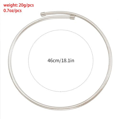 Stainless Steel Collar Necklace for Women Men Minimalist Open Cuff Clavicle Necklace Adjustable African Geometric Metal Choker Statement Jewelry Gifts - color: Silver