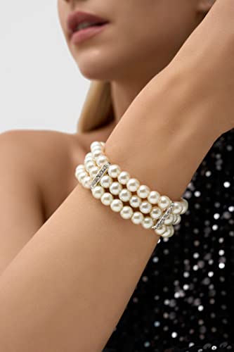 BABEYOND 1920s Flapper Imitation Pearl Bracelet Great Gatsby Pearl Bracelet Roaring 20s Accessories Jewelry Set - style: 3layer