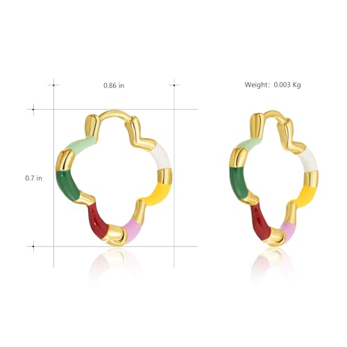 Milan Chiva 14K Gold Plated Small Huggie Dangle Earrings | Lightweight Trendy Heart Dainty Jewelry Hypoallergenic Chunky Gold Hoops Earrings Jewelry Mothers Day Gift for Women - color: I-Multi-Red